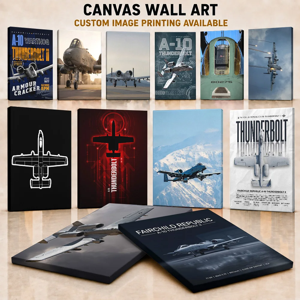 A-10 Thunderbolt Canvas Print Posters Military Blueprint Design Wall Decor With Customized Photo For Office Ideal Pilot Gift