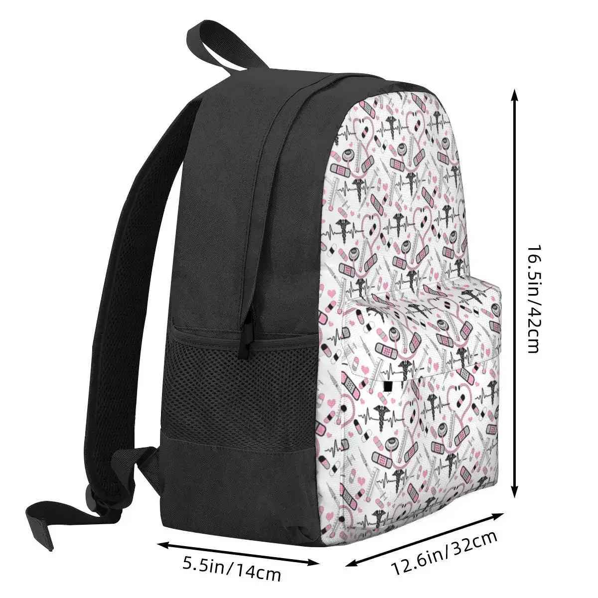 Cute Stethoscope Nurse Doctor EKG Pattern Backpacks Boy Girl Bookbag Children School Bags Rucksack Laptop Rucksack Shoulder Bag