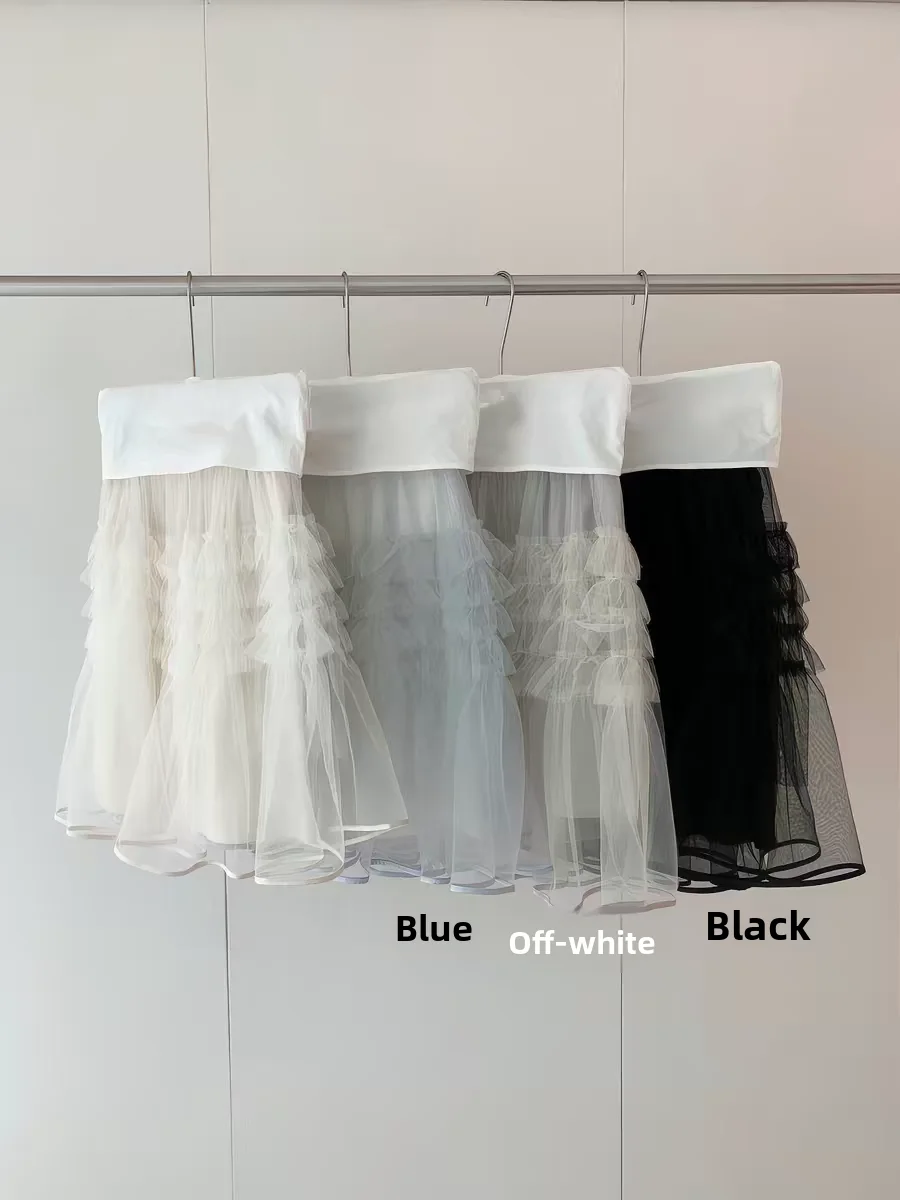 

Элегантная белая сетчатая юбка-полусолнце женская, весна-лето, новая модель, многослойная, пышная, миди, с высокой талией, из полиэфирного волокна