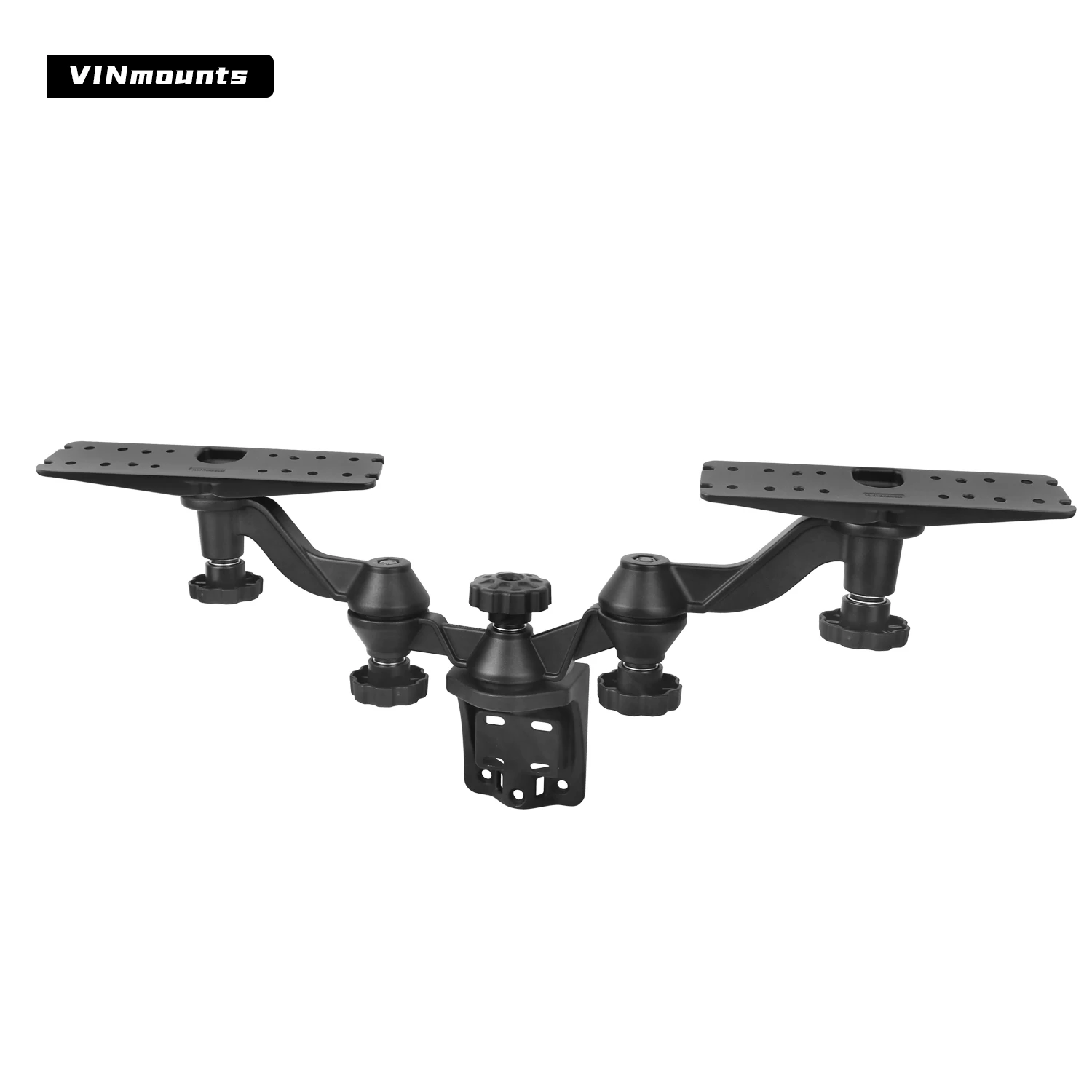 

VINmounts Side Mount Dual Plate Fish Finder Mount for Two 12-Inch Devices, 360° Adjustable Heavy Duty Marine Aluminum Bracket