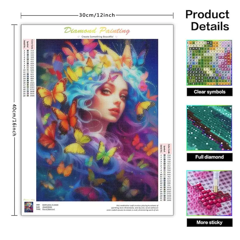 SDOYUNO Portrait Diamond Painting New 2024 Girl Embroidery Set Butterfly Craft Kit Decorative Paintings