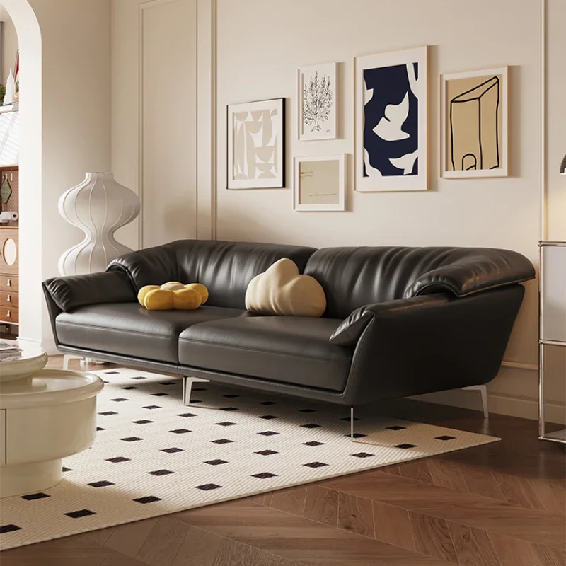 Light Luxury Leather Sofa Home Living Room Large and Small Apartment Type Italian Straight Row Designer