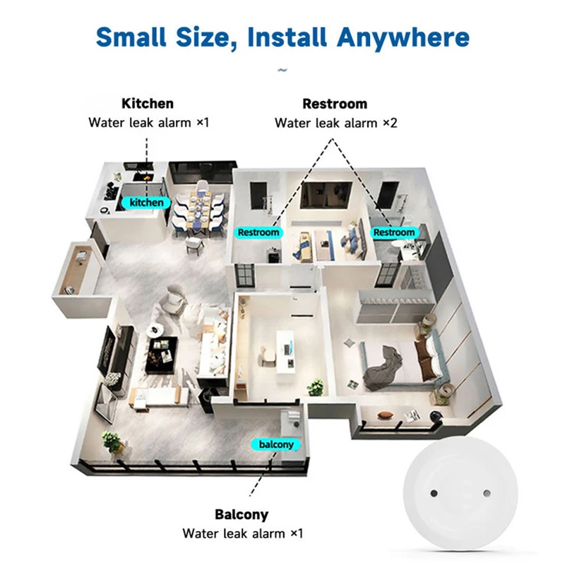 Zigbee-漏水センサー,リーク検出器,スマートライフアプリ,リモートモニタリング,水漏れ検出器,Tuya Zigbeeハブが必要