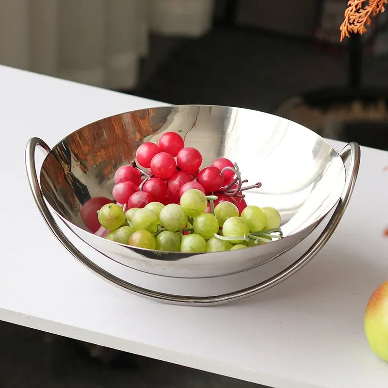 Light Luxury Stainless Steel Art Storage Tray, Fruit Tray, Large Bowl, Tableware, Living Room Desktop Decoration Ornaments