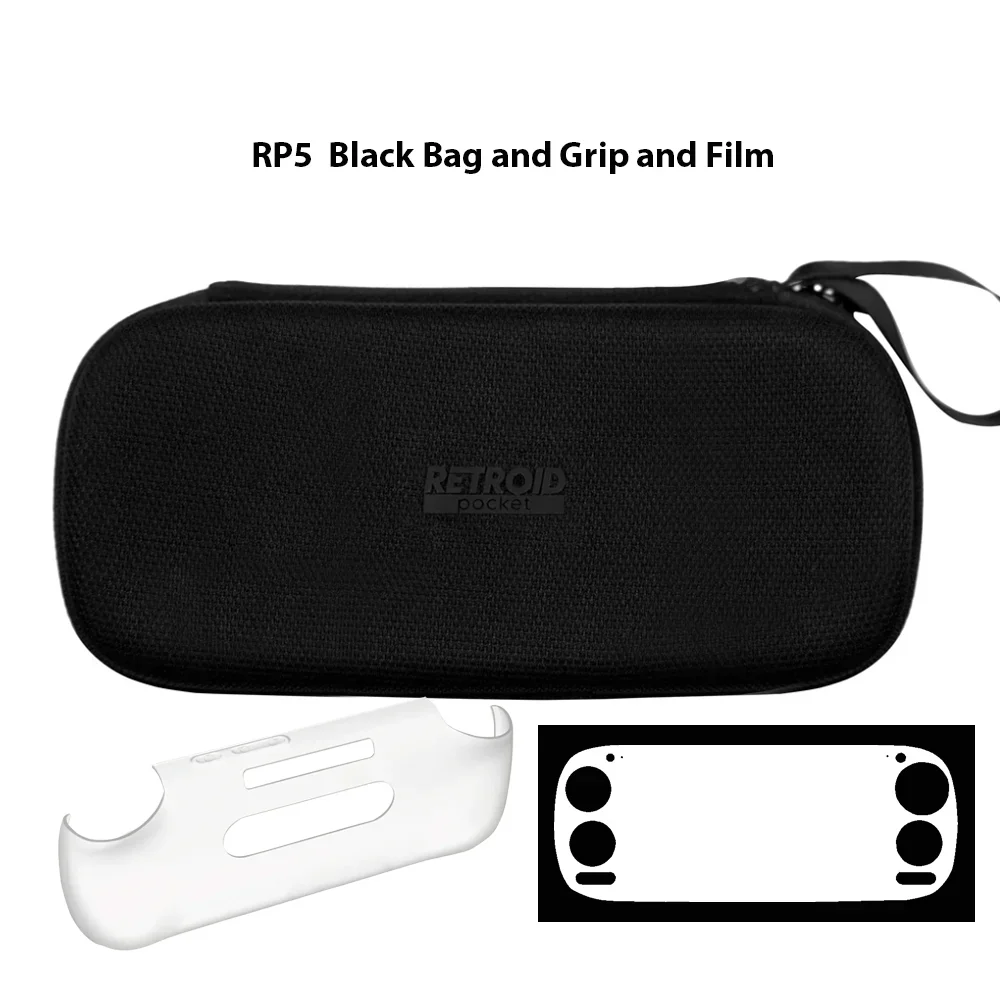 Retroid Pocket 5 RP5 bolsa de película funda de agarre para consola de juegos portátil cubierta protectora negra accesorios Retro para juegos