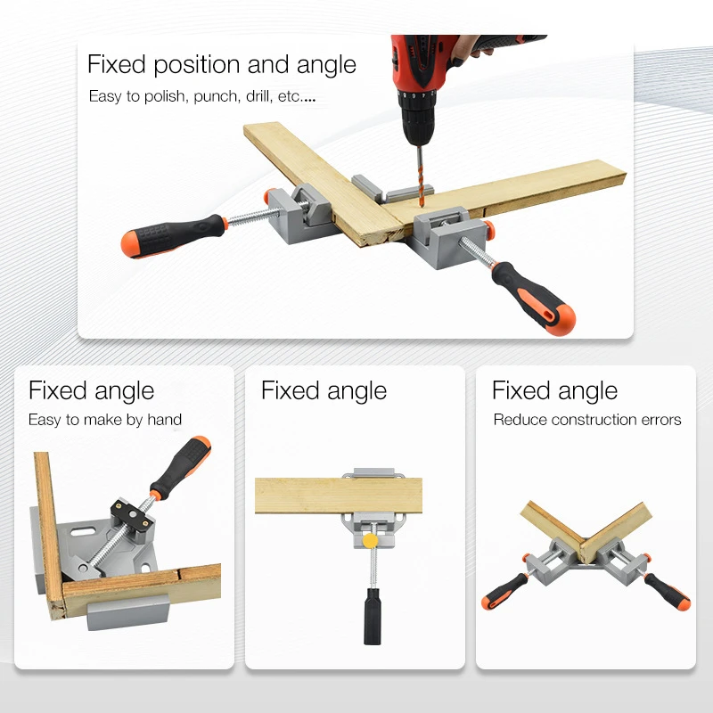 O50 Aluminum Single/Double  Handle 90 Degree Right Angle Clamp Angle Clamp Woodworking Photo Frame Clip Right Angle Folder Tool