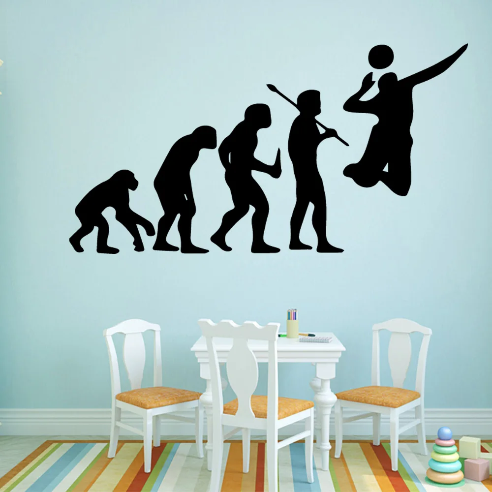 Evolution Playing Volleyball Wall Stickers Home Decor Kids Children Room Decoration Wallpaper Poster Art Murals