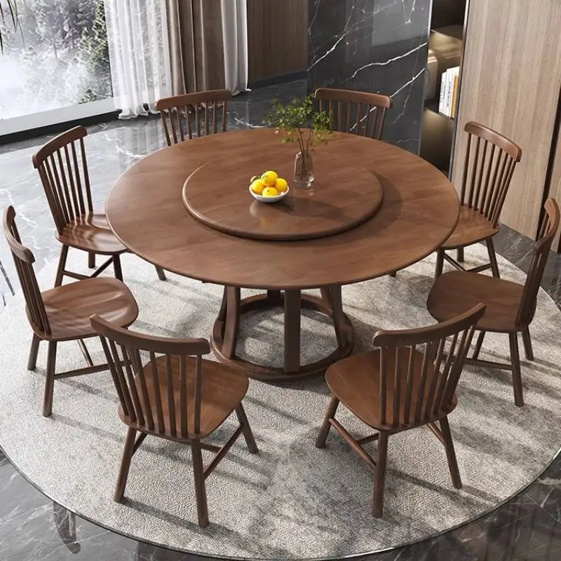 

Unique Organizer Dining Table Non Slip Designer Living Room Round Dining Table Salon Modern Wood Mesas Comedor Luxury Furniture