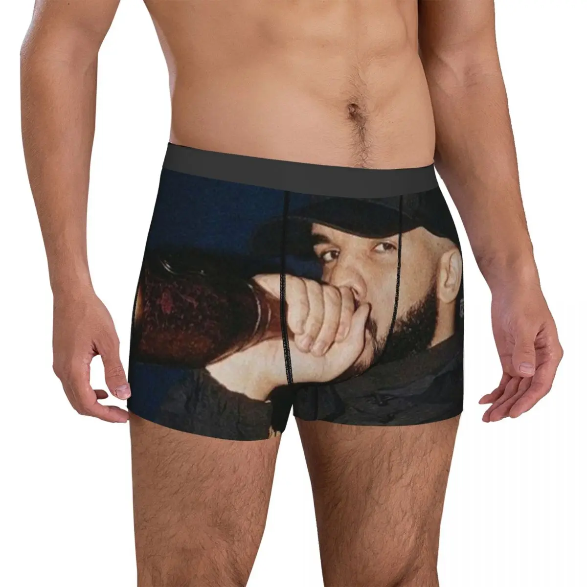 Drake Party Pooper Rapper Beer Underwear sing microphone lover music cool Males Boxer Brief Funny Boxer Shorts Hot Salses image 4