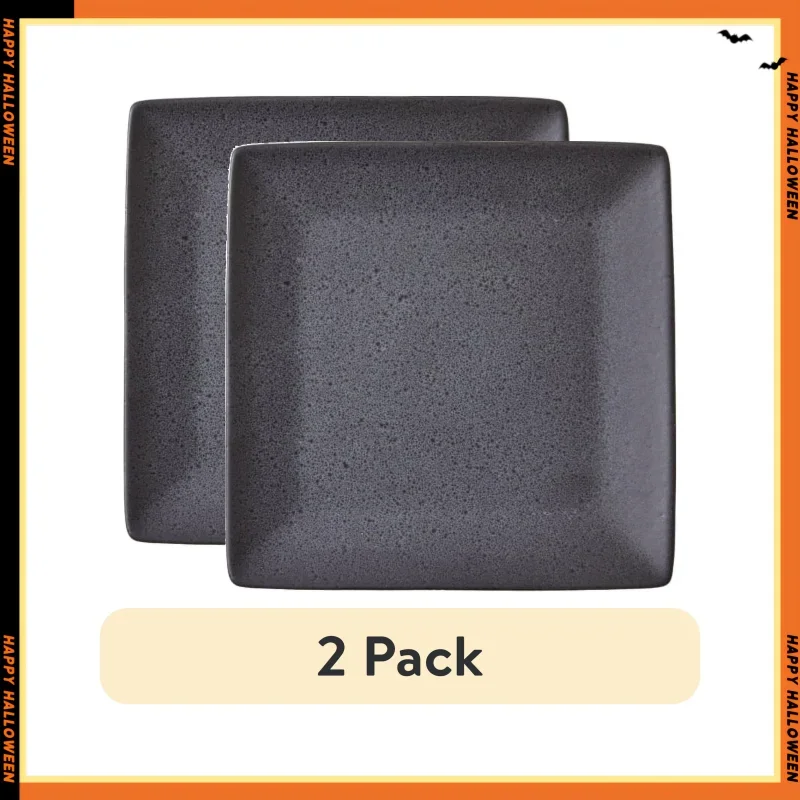 

(2 шт.) Темно-серая обеденная тарелка квадратной формы