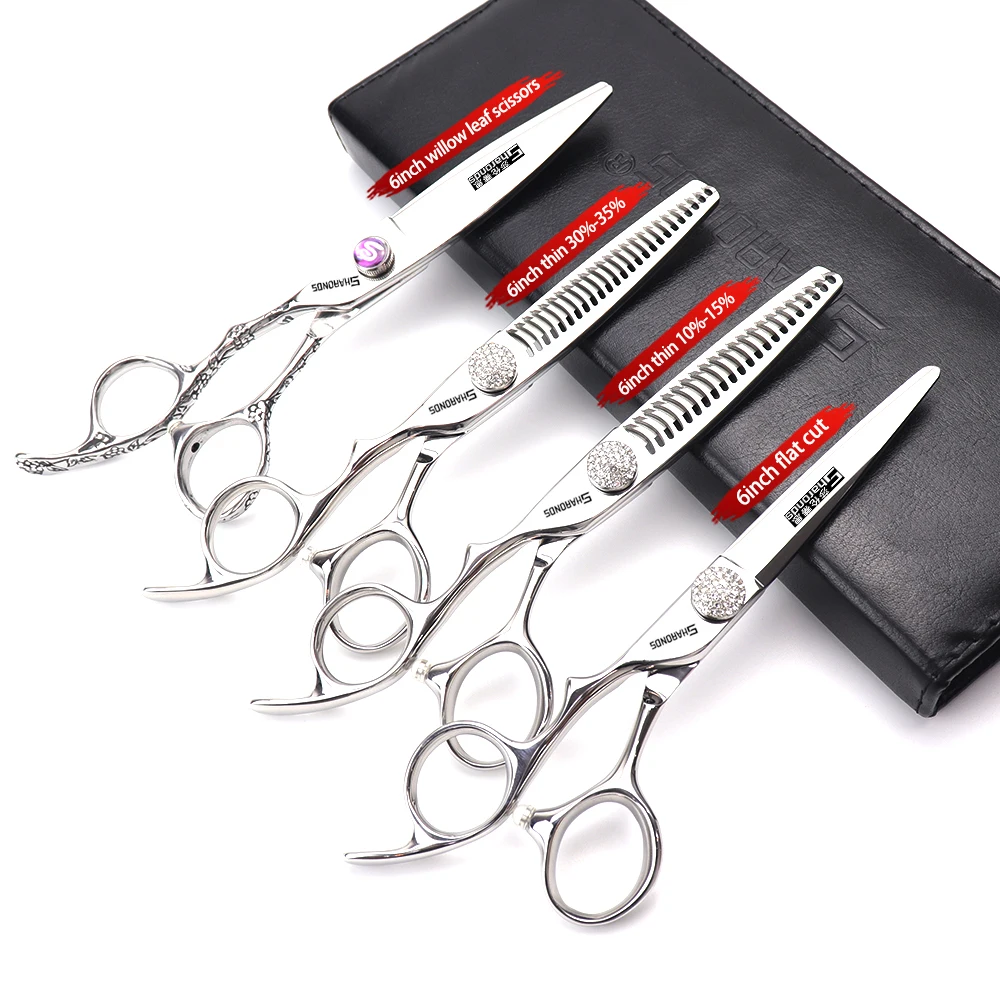 6/7 inch barber scissors Genuine 440C Japanese Steel Hair Scissors Left Handle Hairdressing Scissors Right Handle Barber Shears