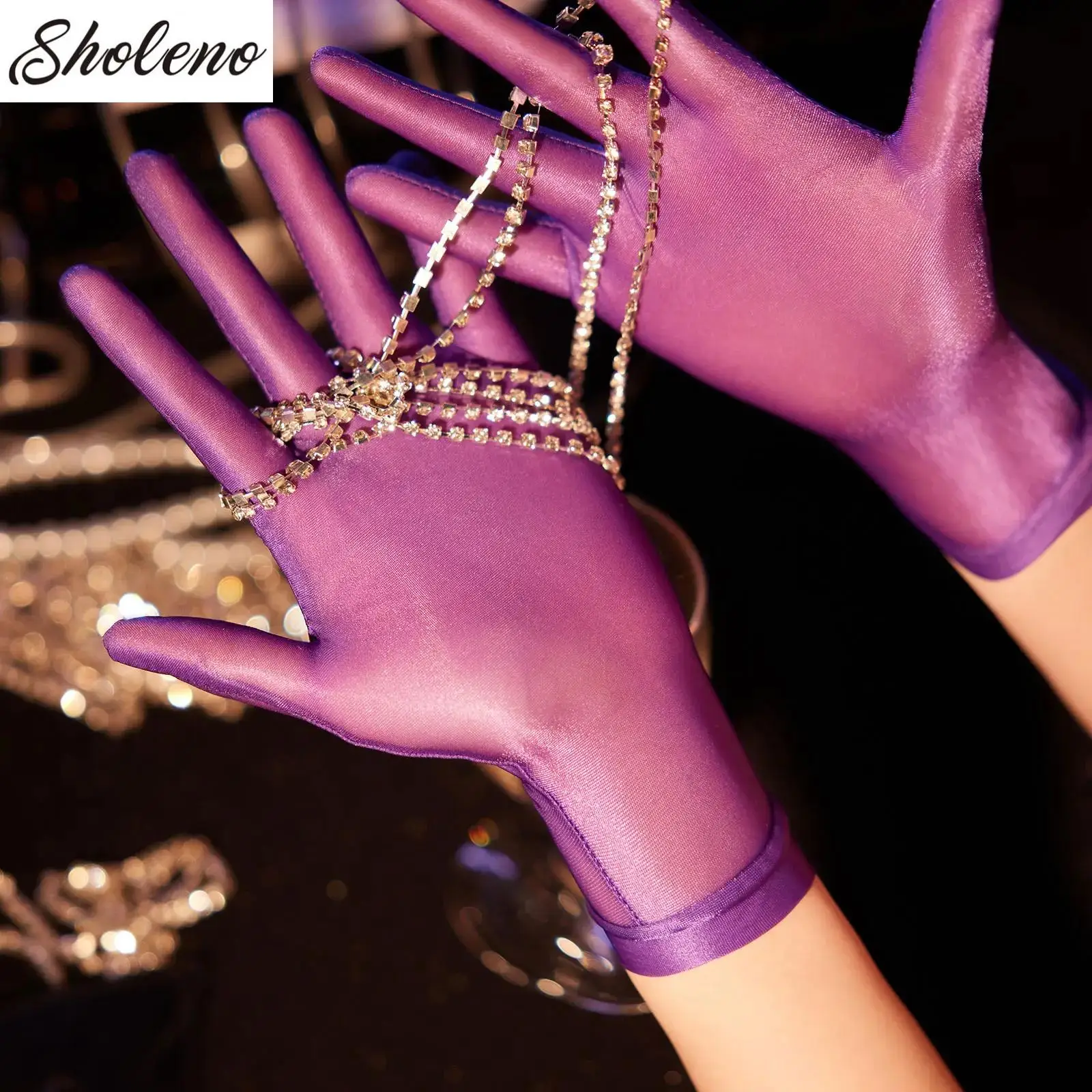 

Sexy Transparent Glossy Gloves Wrist Length Full Finger See Through Tight Mittens Accessory for Nightclub Opera Party Gloves