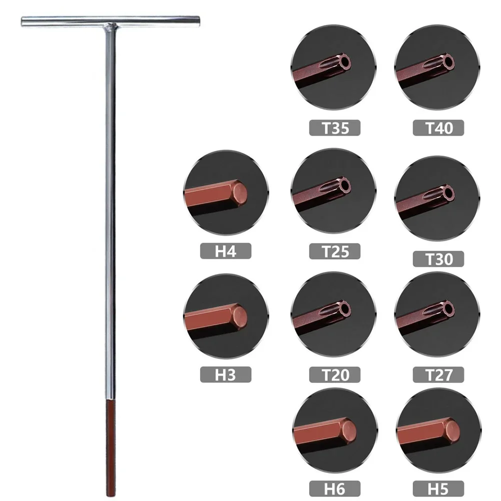 Llave hexagonal en forma de T, destornillador Torx, llave interior, H3, H4, H5, H6, T20, T25, T27, T30, T35, T40, herramientas de reparación manual,