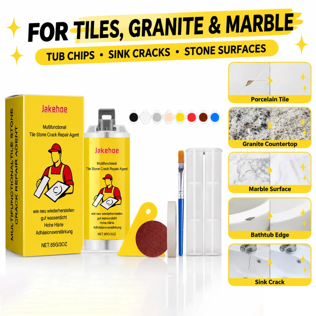Tile Stone Crack Repair Kit Super Adhesive Quick Repair Ceramic Granite Marble Fix Tub Chips Sink Cracks Waterproof Durable Care
