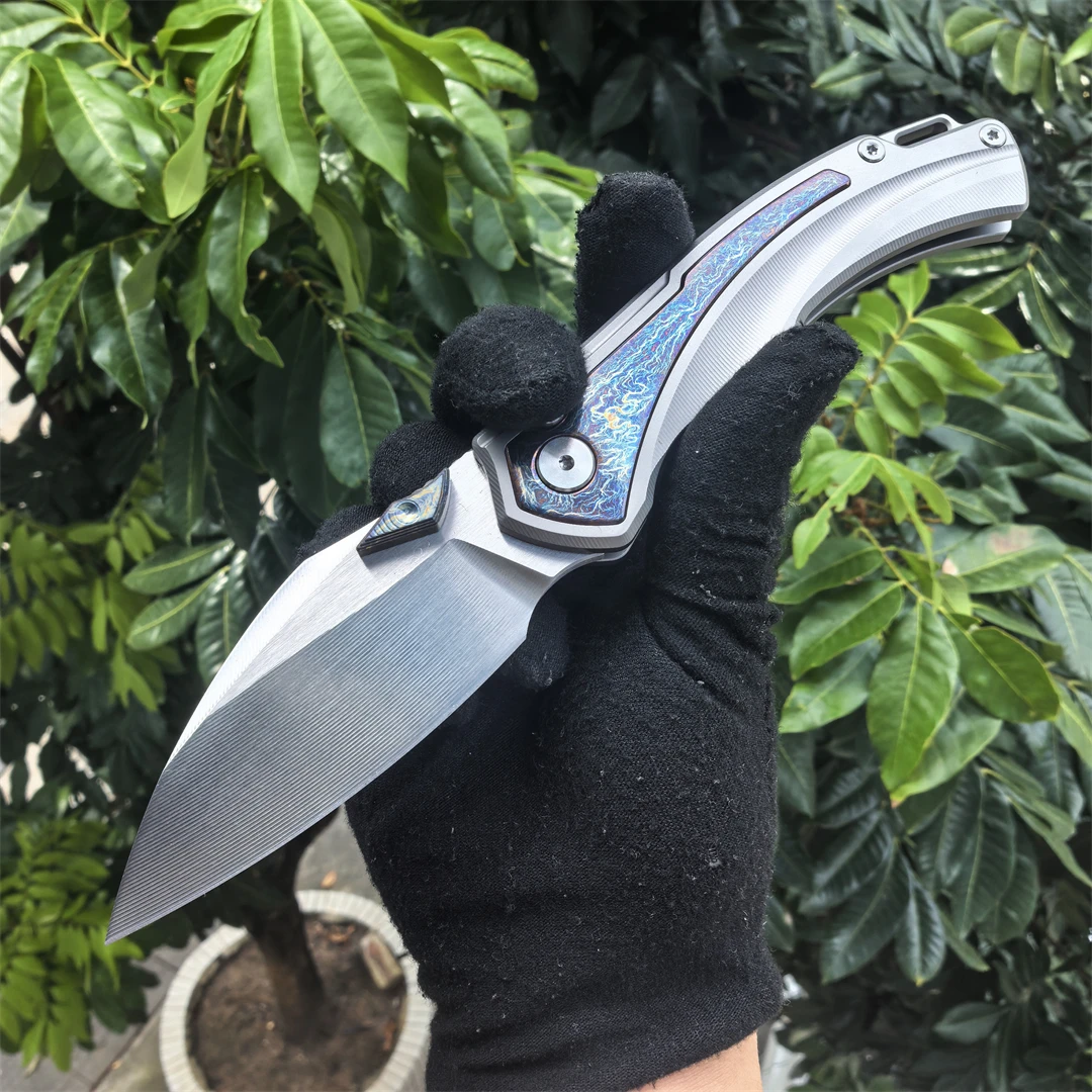 M390 Steel Folding Knife TC4 Titanium Alloy Handle Bearing Camping Outdoor Survival Hunting EDC Rescue Fishing Defense Tool