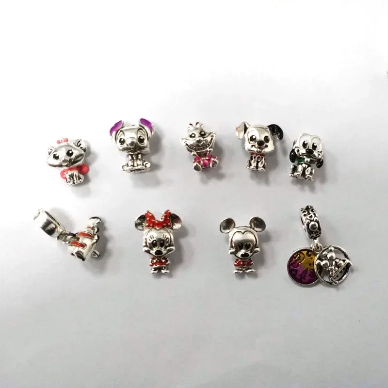 925 Argento Topolino Minnie Disney Charms Ciondolo con perline Braccialetti e braccialetti adatti Accessori per gioielli da donna fai da te Regalo