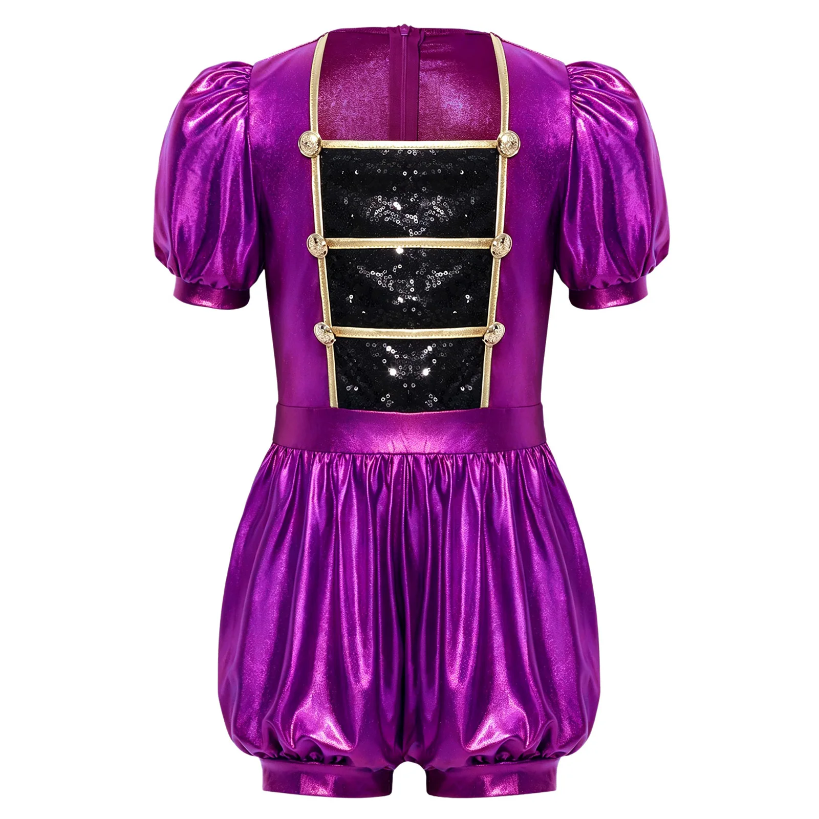 Kids Girls Unitard Circus Ringmaster Role-playing Jumpsuit Childrens Showman Sequins Bodysuit for Halloween Carnival Costume