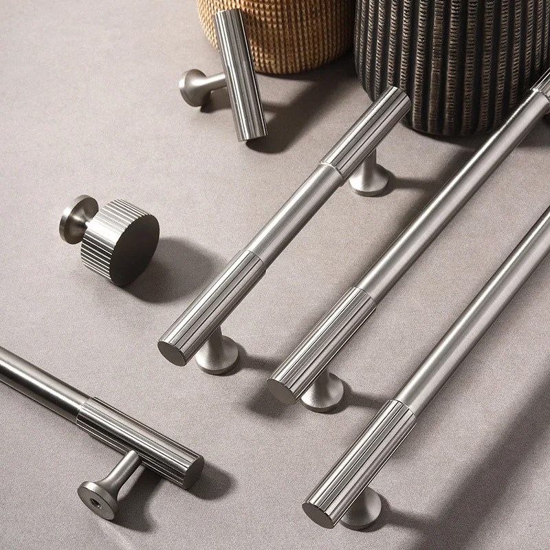 Brushed Nickel Brass Cabinet Handles Drawer Knobs Kitchen Cupboard Door Bar Pull Furniture Knobs Matte Silver Dresser Hardware