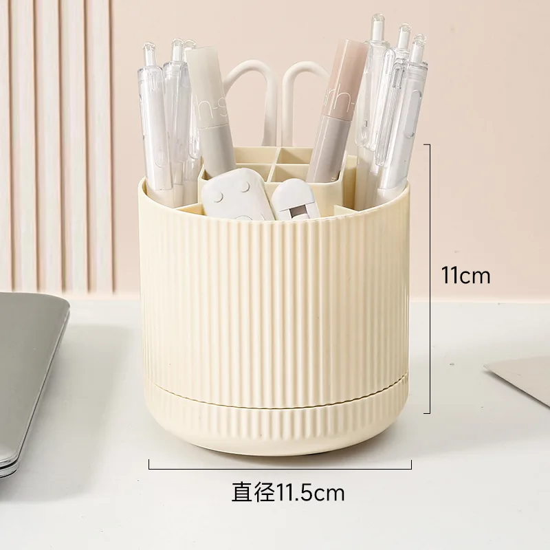 360 Degree Rotating Pen Holder Large Capacity Office Desktop Pen Bucket Eyebrow Pencil Lipstick Makeup Brush Organizer