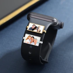 Ozdobny zegarek klamra Charms dla Apple Watch spersonalizowane niestandardowe specjalne grawerowane zdjęcie inteligentny zegarek akcesoria zegarek klamrami