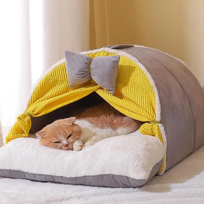 Kitten Beds For Indoor Kittens Semi-Closed Covered Cat Bed Cat Sleeping Bed Cat Bed Cave Dome-Shaped Indoor Cat House For Pet