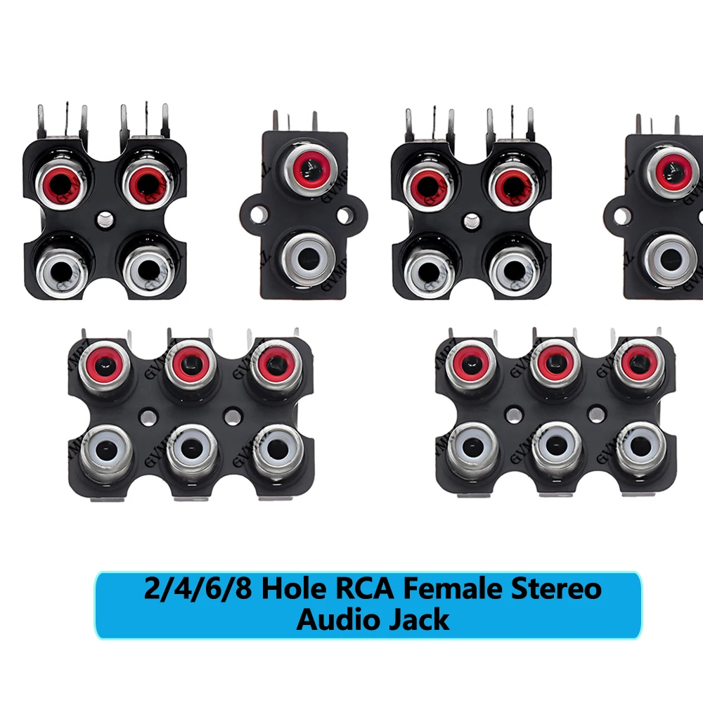 5PCS AV Audio Input Socket Connector Lotus Row Amplifier Interface Signal Connection 2/4/6/8 Hole RCA Female Stereo Audio Jack