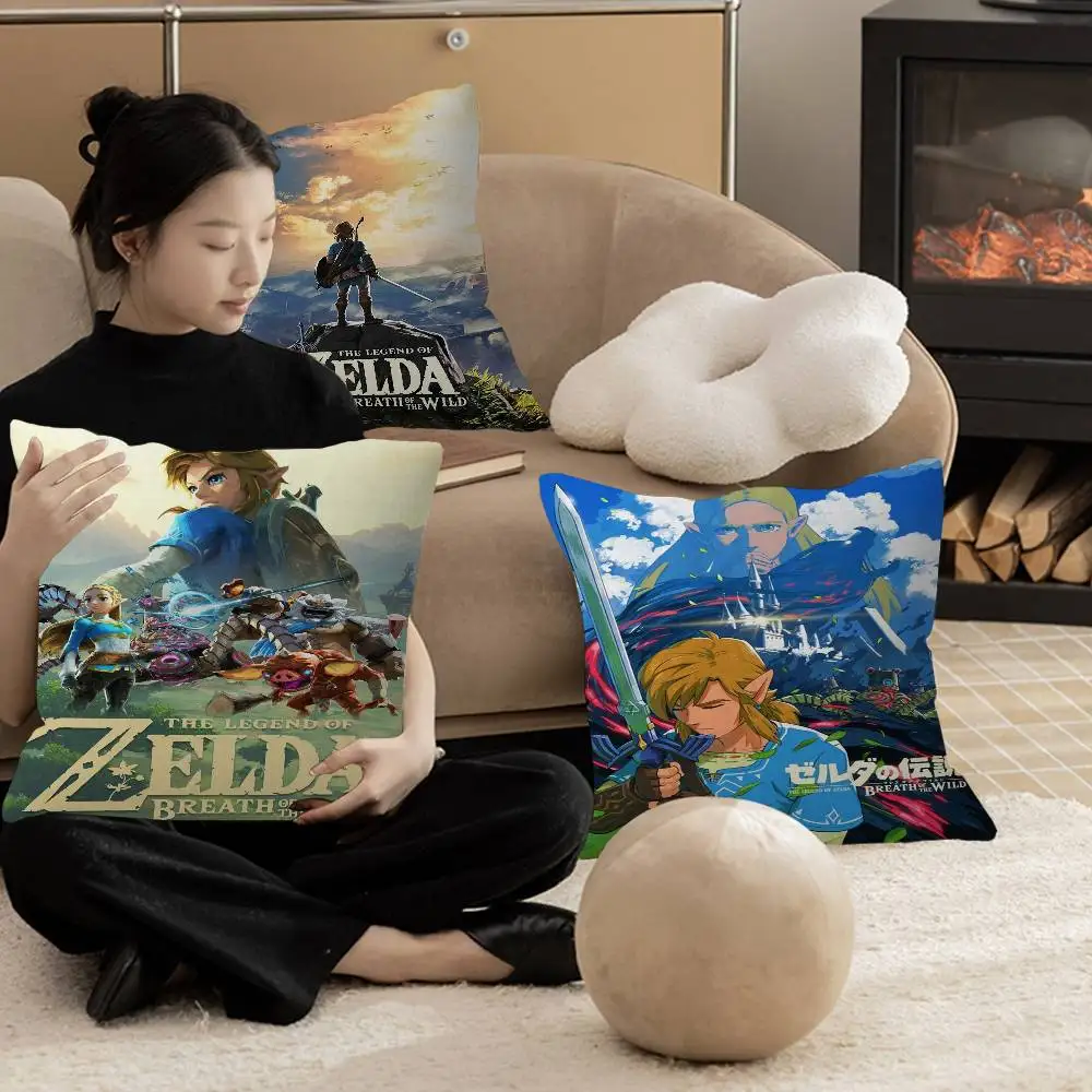Anime L-Legend Video Game Z-Zeldas Cushion Cover Car Throw Pillow Case For Sofa Car Christmas Gift 40x40cm 45x45cm