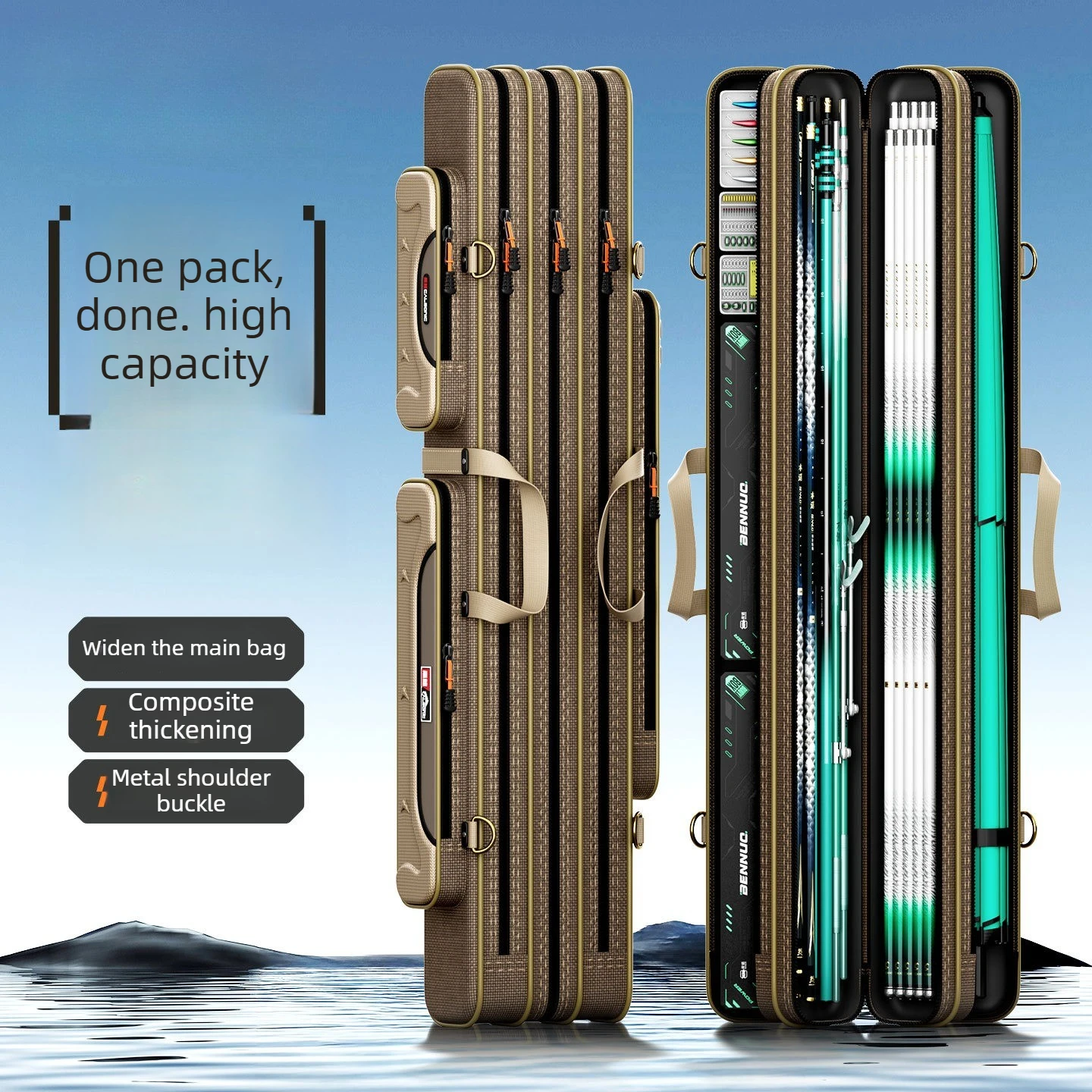 Fishing Backpack Multifunctional Organizer Waterproof Sports Bag Large Capacity Bag Thick Fishing Rod Sea Rod Bag Sports