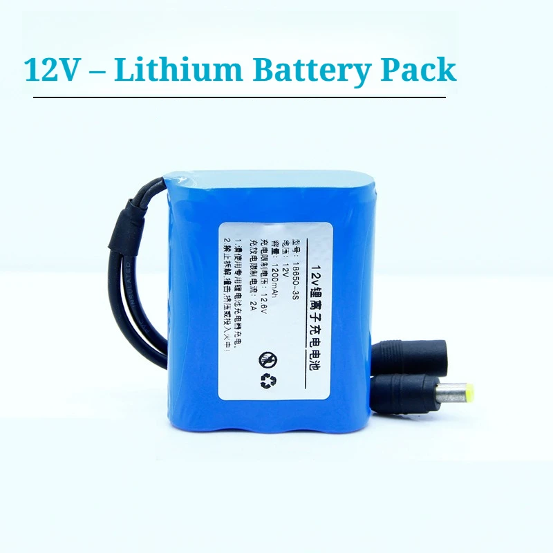 18650-3S 12V 1.5/2/2.5/3Ah Li-ion Battery Pack Rechargeable Battery Dual DC Output for Solar Light CCTV Camera Street Lamp Power
