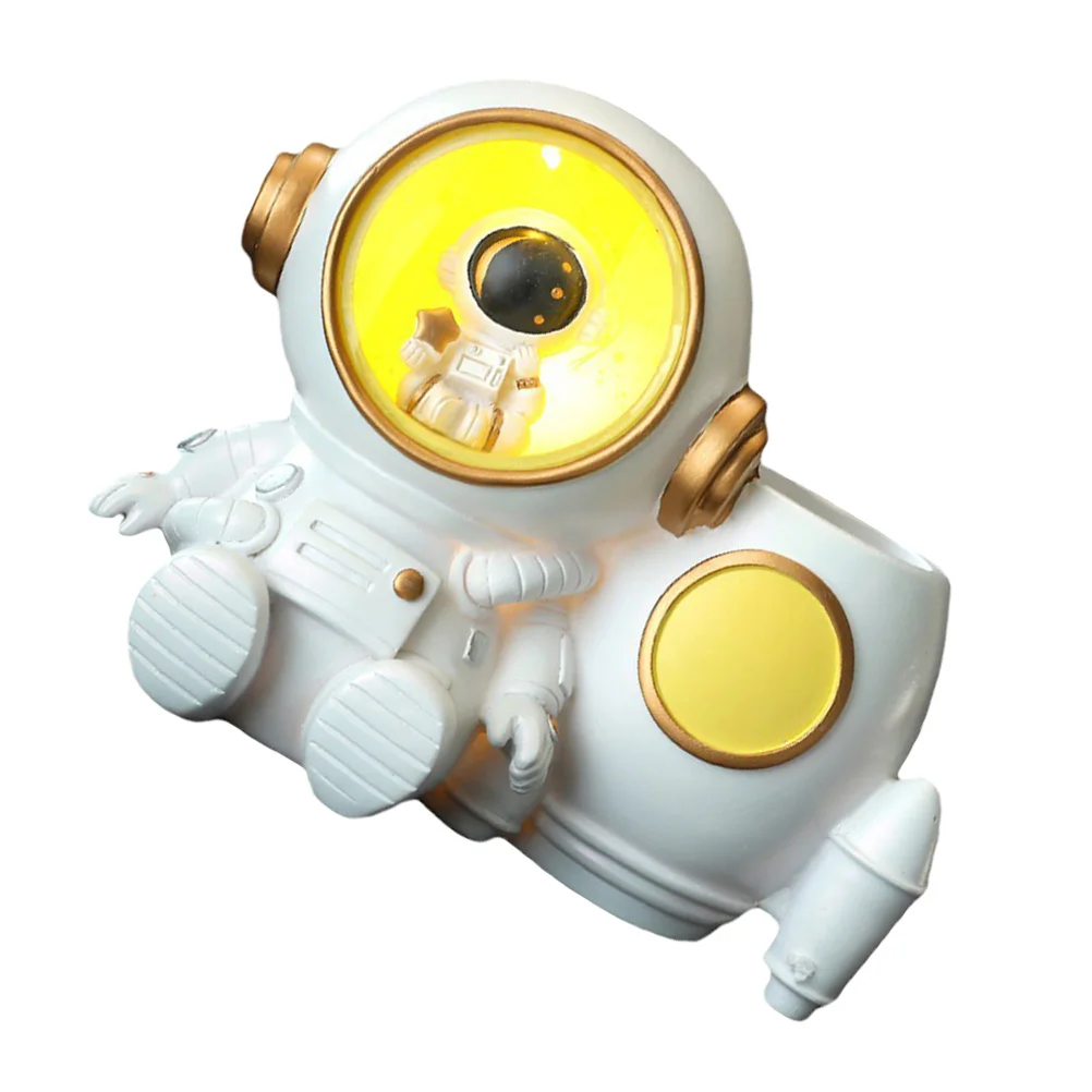 

Resin Astronaut Pen Holder Light Large Capacity Desk Pencil Makeup Brush Storage Kids Student Stationery Organizers Jewelry