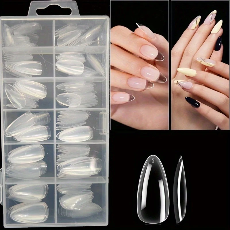 120 Stück transparente Nägel in den Formen Coffin/Mandarin/Aprilion/Quadrat/Oval/andere Formen, weiche Acryl-Press-On-Nägel in 12 Größen, geeignet für DIY-Nagelkunst zu Hause und den Gebrauch im