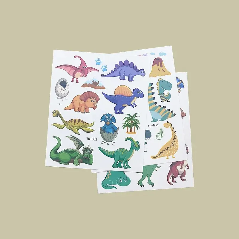 10pcs/Lot Dinosaur Pattern Tattoo Stickers Kids, Cute Animal Children\'s Temporary Tattoos for Hand, Face and Body Makeup