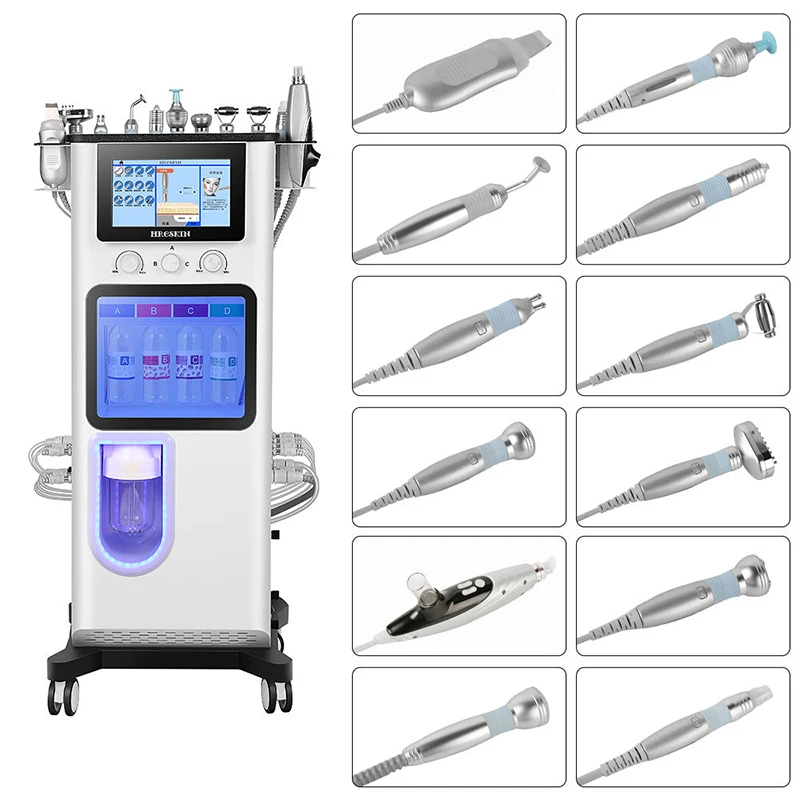 Professional 13 In 1 Hydro Water H2O2 Facials Machine Care Deep Cleaning Face Skin Care Machine Hydra Dermabrasion For Spa Salon