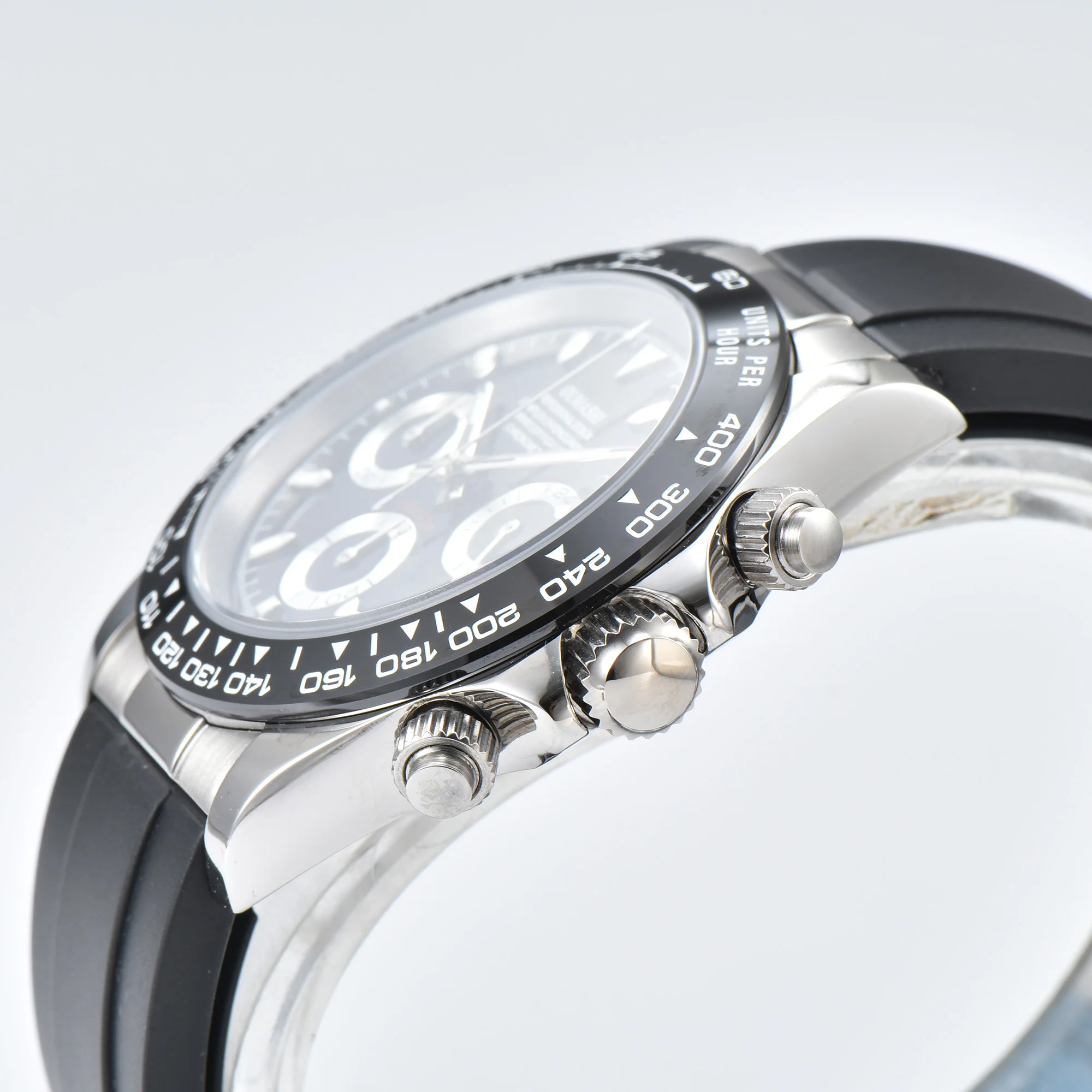 Jam Tangan Kuarsa Olahraga Multifungsi Pria Jam Tangan Chronograph Kasual Baja Tahan Karat Tali Karet Jam Tangan Safir VK63 Tahan Air