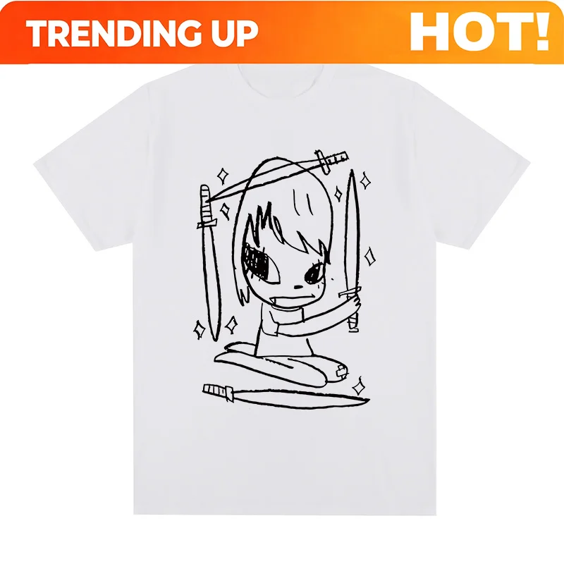 Yoshitomo Nara FOUR OF SWORDS T-shirt funny Cotton Men T shirt New TEE TSHIRT Womens Tops Unisex