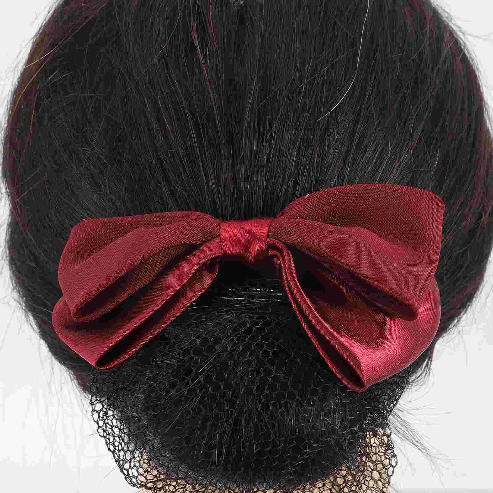 

2 Pcs Hairpin Nets for Women Bow Claw Clip Bun Gold Clips Bows Girls Buns Accessories