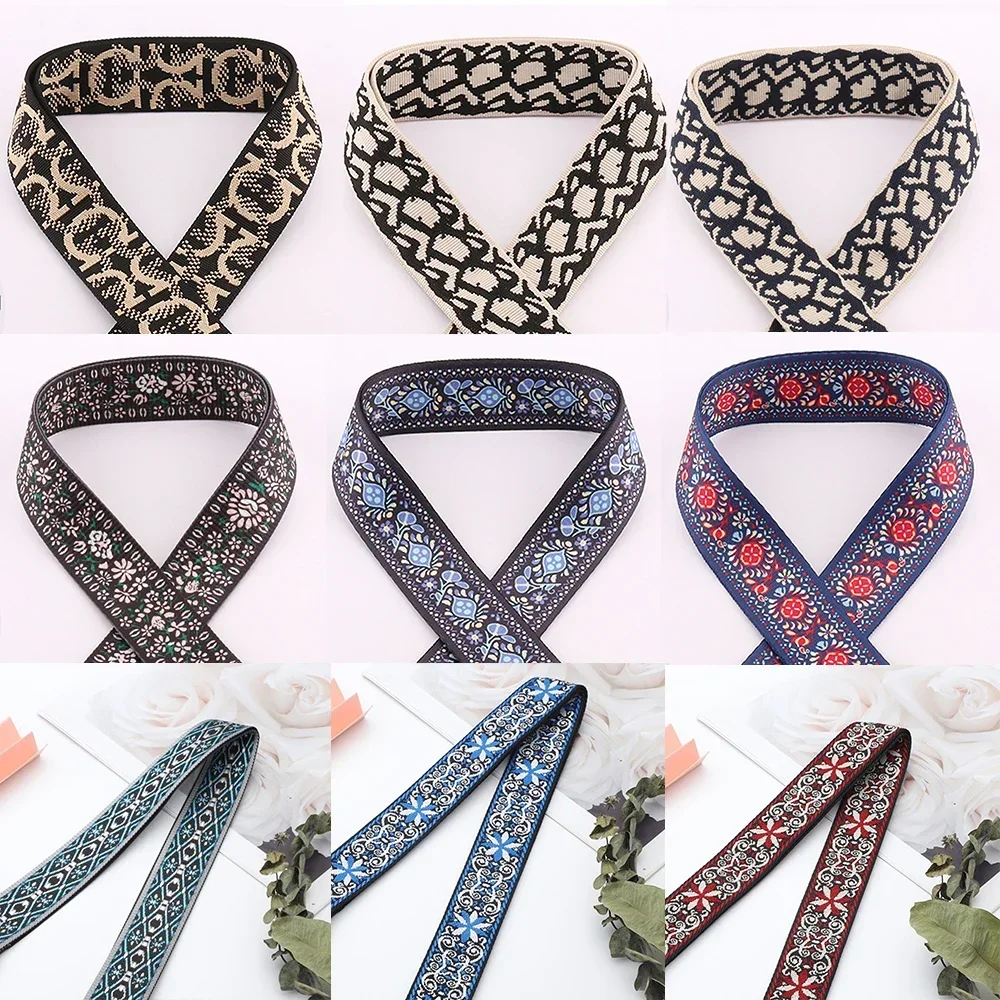 

5/10/50Yards 38mm Cotton Webbing Trendy Vintage Woven Decorative DIYSewing Material Ethnic Multicolor Pattern Jacquard Strapping