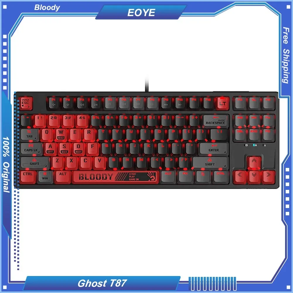 Bloody Ghost T87 Gaming Mechanical Keyboard 80% Layout Optical Shaft Linear Variable Speed Hot Swap Customized Silent 3-Mode BT