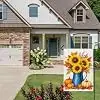 NGZ Blue Pitcher Sunflowers Garden Flag 28X40 Inch Linen for Autumn jjp
