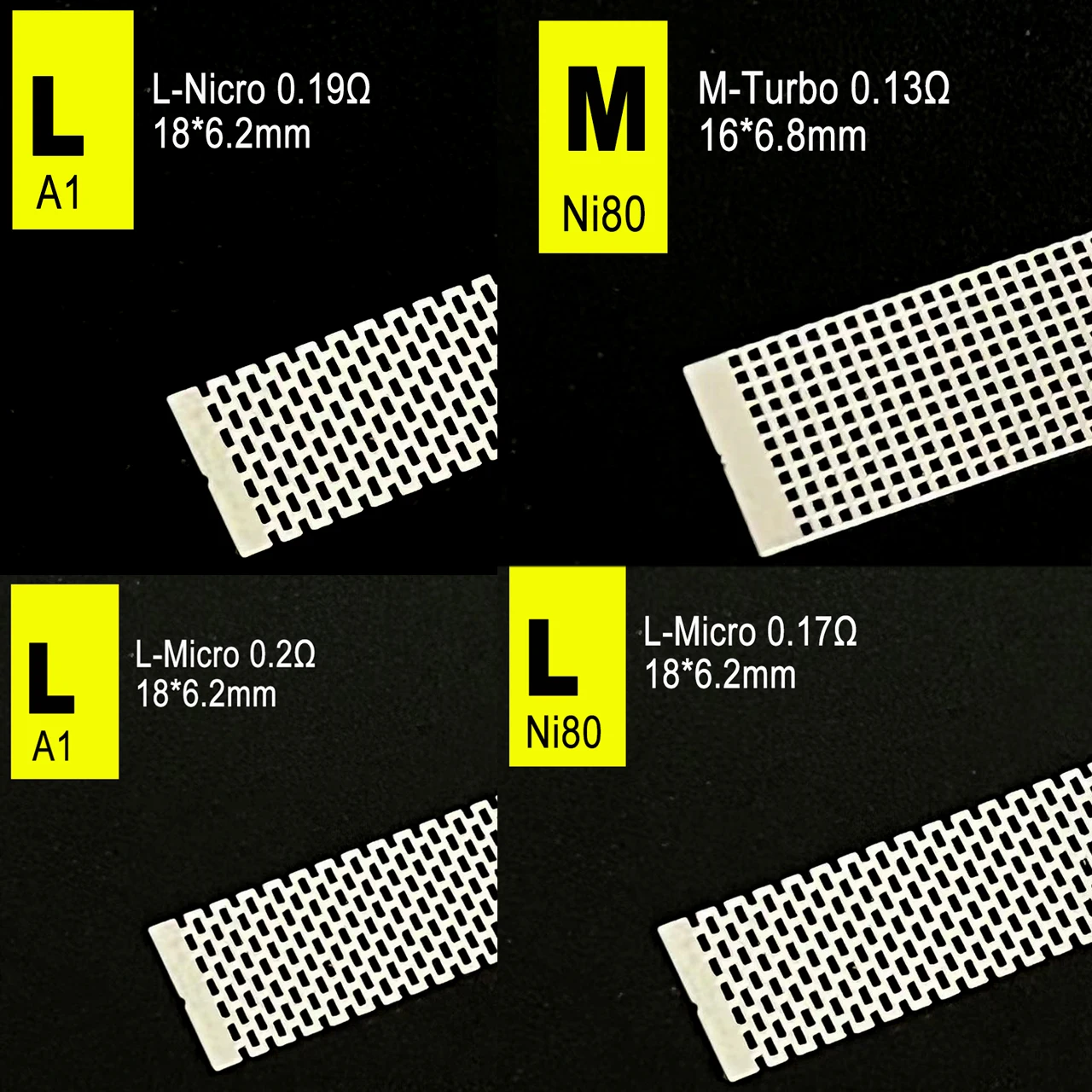 4 tipos de modelos de automóviles, hoja de 6,2/6,8 mm de ancho A1/Ni80 Nex-Mesh, piezas accesorios para redes centrales