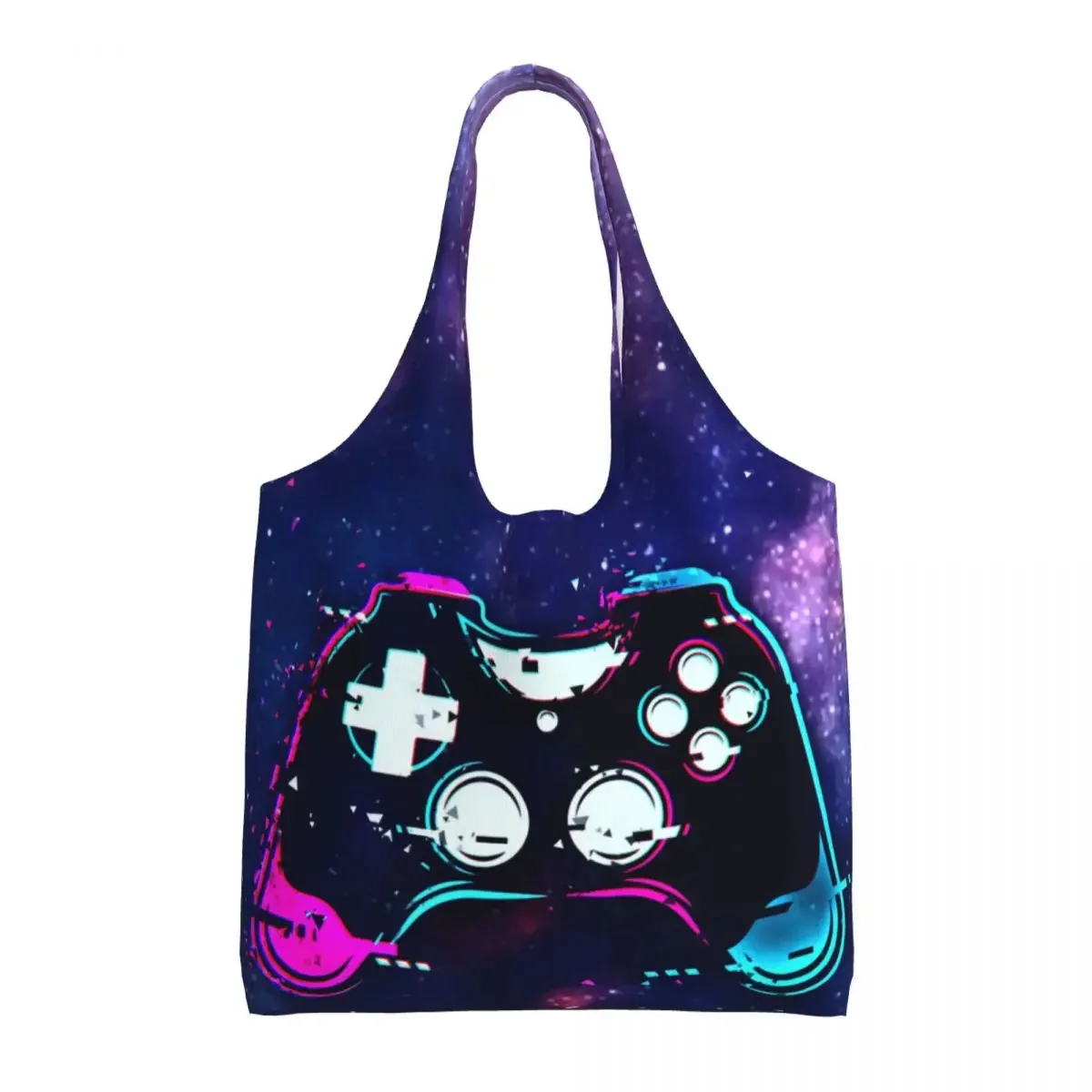 Custom Gamer Gaming Controller Shopping Bag Women Shoulder Canvas Tote Bag Portable Video Game Lover Gift Grocery Shopper Bags