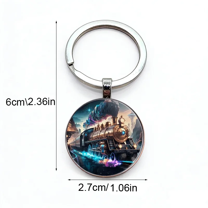 5PCS Print image Nebula Flowing Light Train Design Men's Keychain Essential Accessories Factory Wholesale