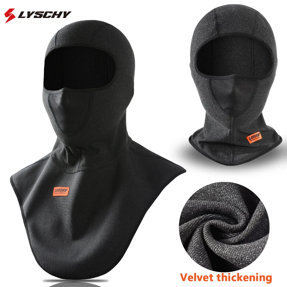

LYSCHY Winter Motorcycle Helmet Hood Full Face Mask Windproof Balaclava plus Velvet Warm Liner for Men Women Motocross Accessory