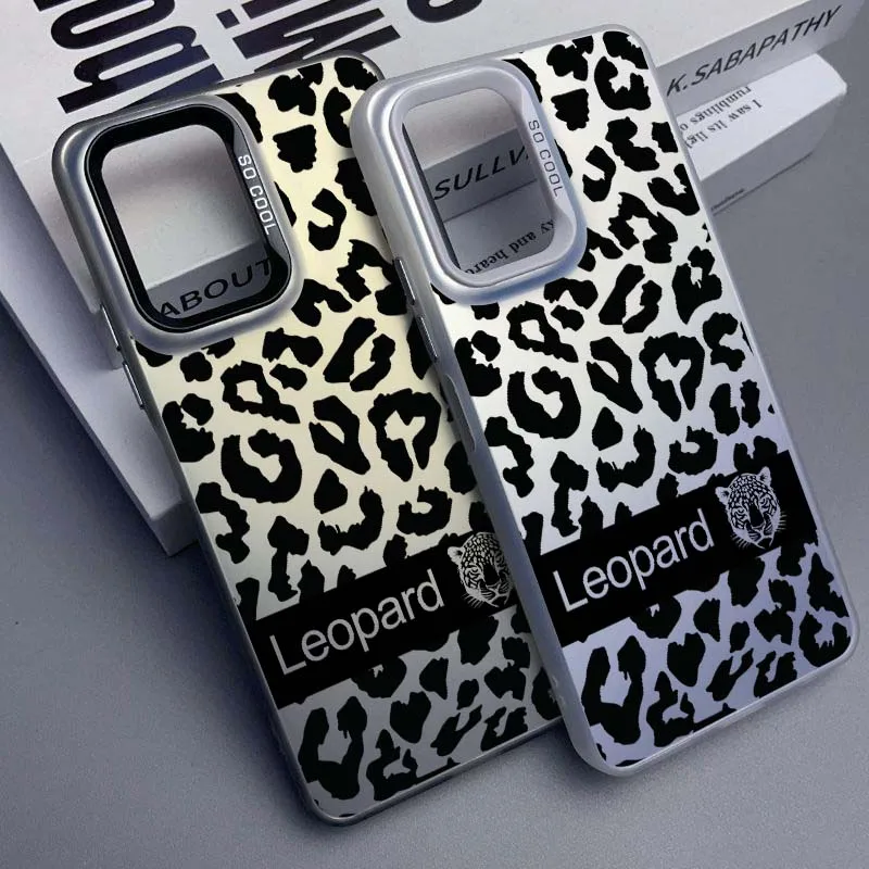 Funda de Teléfono Plateada con Diseño Creativo de Leopardo para Xiaomi Redmi 14R 14C 13C 13 12 12C 11A 10C 10A 9T 9C 9 8 8A A3