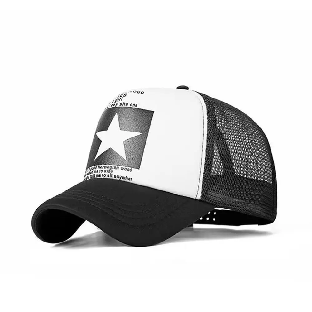 Star Printed Men\'s Summer Mesh Baseball Cap UV Protection Hat Sunscreen Baseball Boys Hop Breathable Style Adjustable Girls B5P8