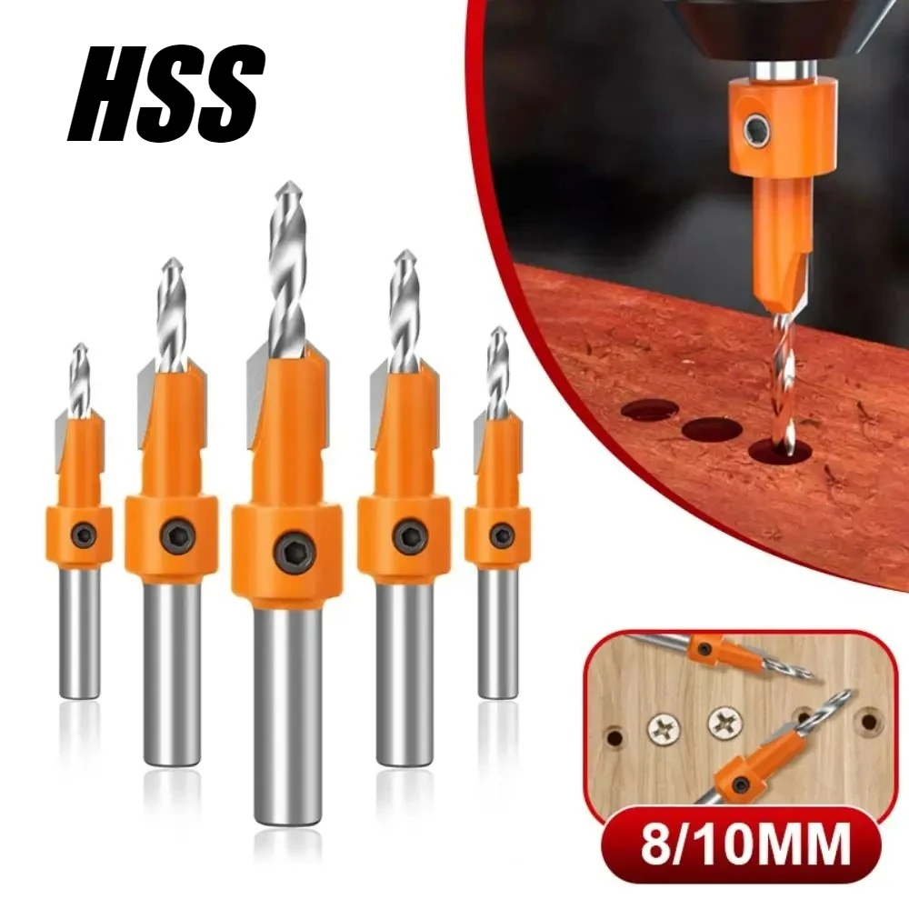 8/10mm high-quality high-speed steel woodworking countersunk end milling cutter drill bit, disassembly woodworking milling tool