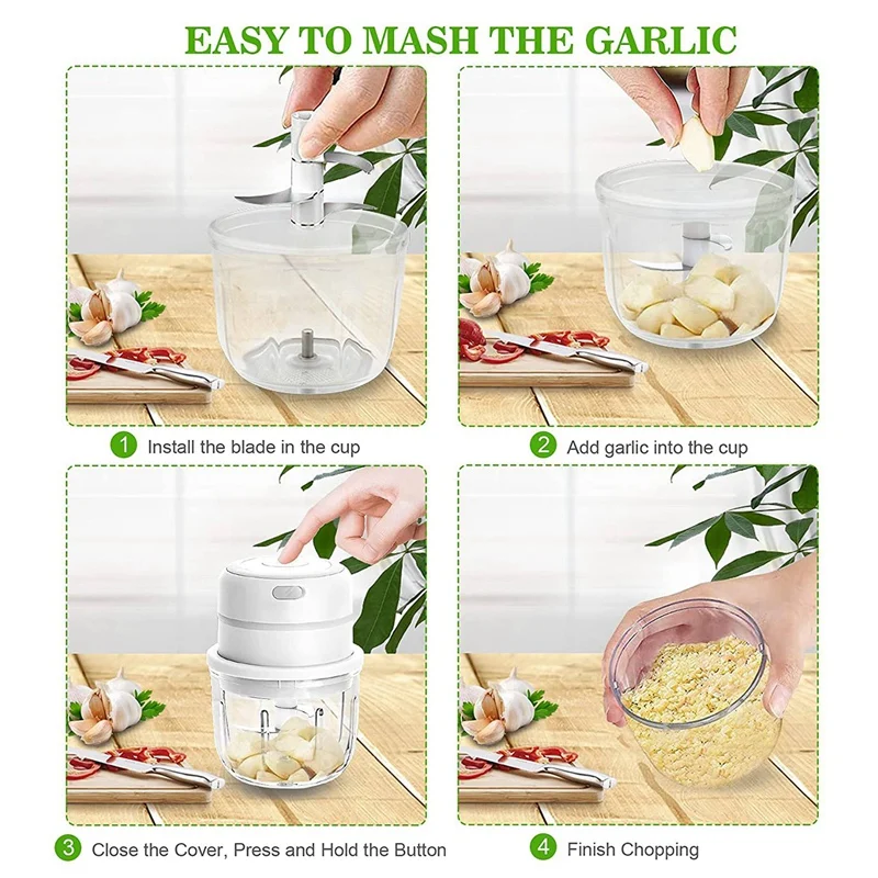 Electric Mini Food Chopper,Mini Garlic Chopper Mini Food Processor-USB Charging, One-Button Start,Easy To Clean