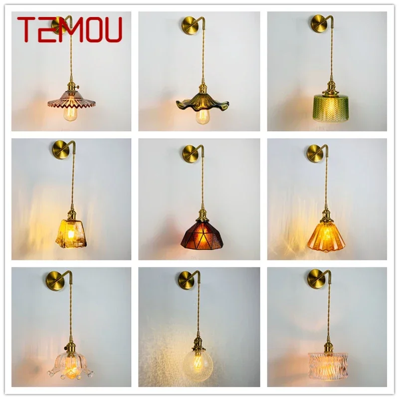 TEMOU Nordic Brass  Wall Lamp Indoor Living Room Bedroom Bedside Lamp Modern Hotel Corridor Hallway Wall Lamp