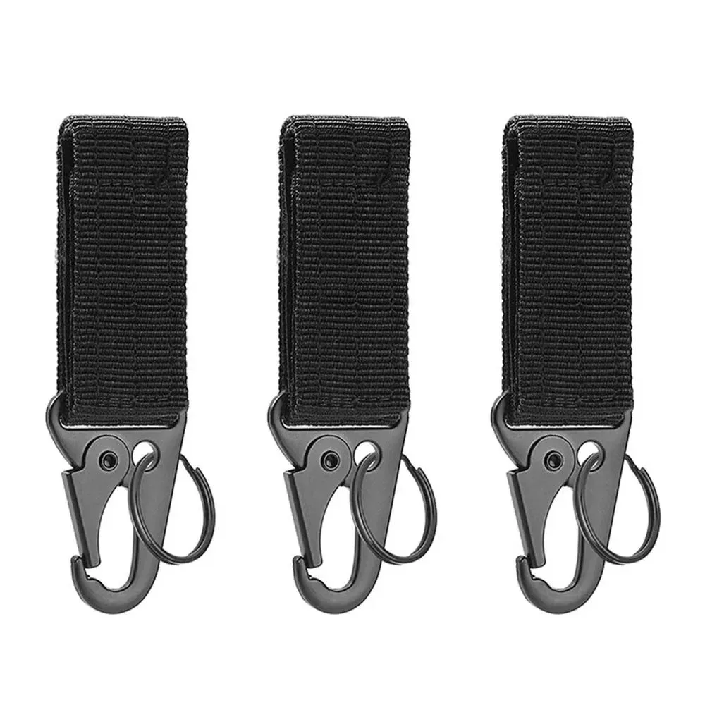 3 stücke Taktische Hängende Schnalle Molle Nylon Gurtband Karabiner Gürtel Dreieck Schlüsselbund für Outdoor Klettern Camping Werkzeug Zubehör