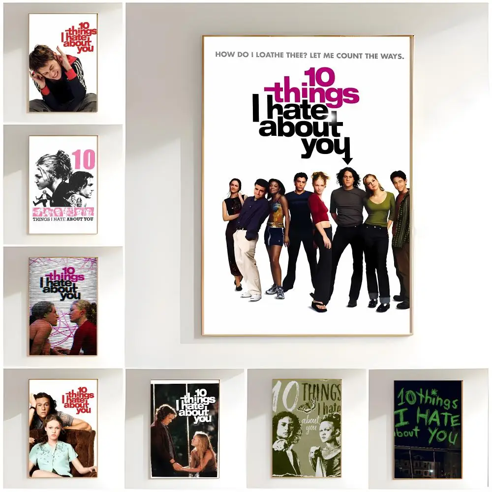 Romantic Movie T-10 Things I Hate About You Poster Classic Wall Art  Home Decor  Peel and Stick Unframed